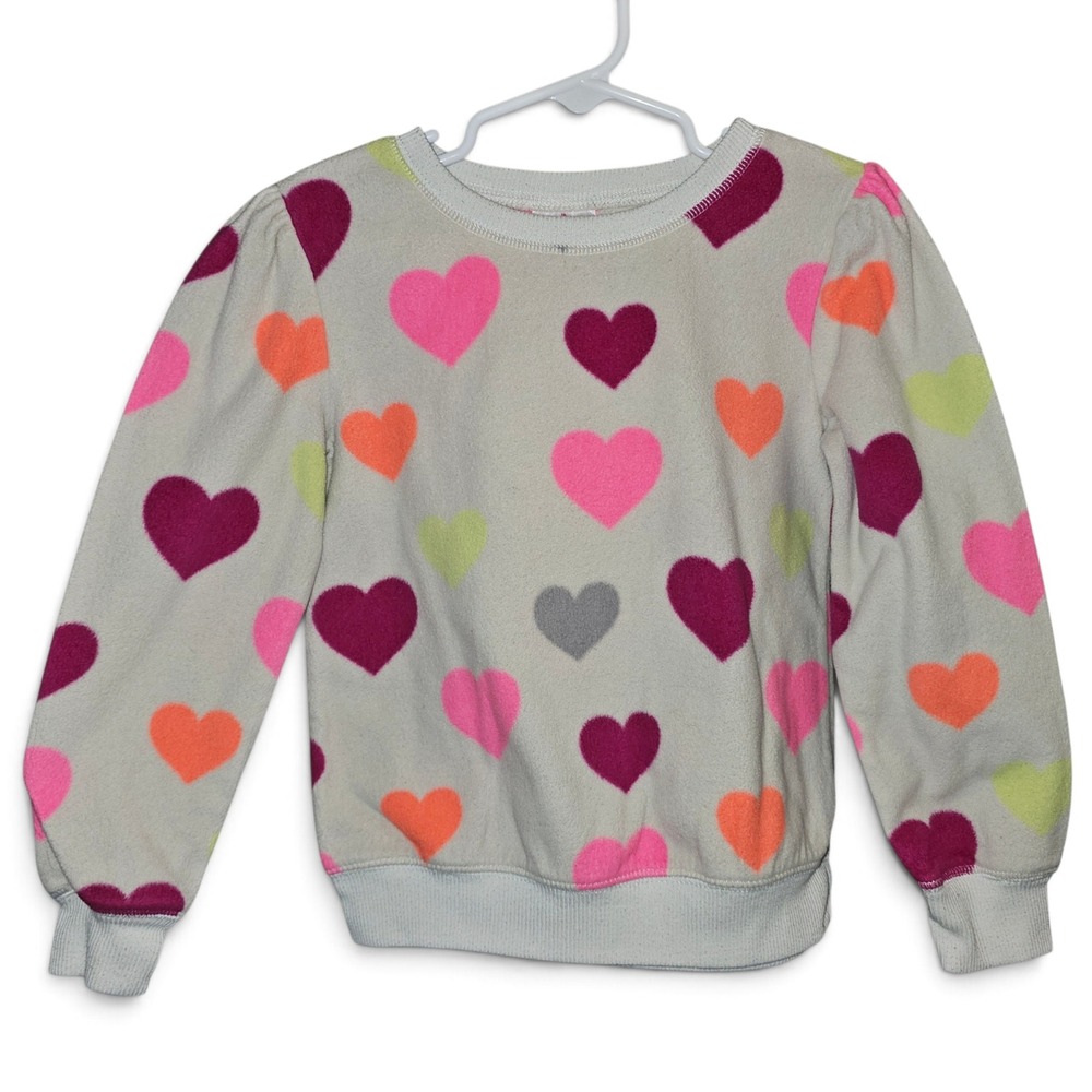 365 Kids Garanimals Heart Sweatshirt Girls Size 6 Gray Pink Excellent‎ Fleece